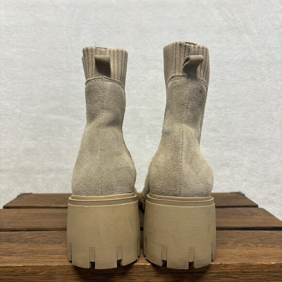 Steve Madden Hayle Ankle Tan Suede Boot Chunky Heel Sock Lug Sole Bootie 8.5 - Picture 2 of 10